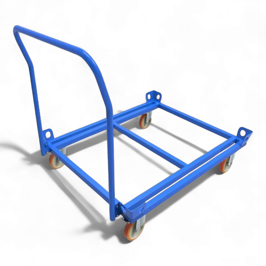 Fahrgestell für Palettentransport – Stabile Stahlkonstruktion mit Lenkrollen. Ideal für Lager und Werkstätten.